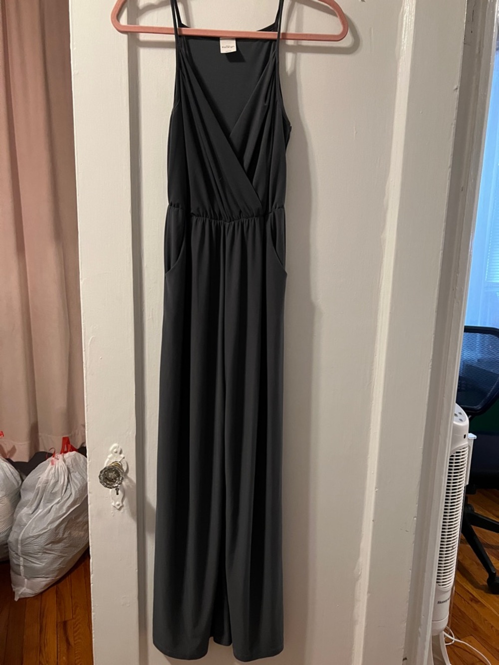 Black Sleeveless Wrap Jumpsuit with Pockets